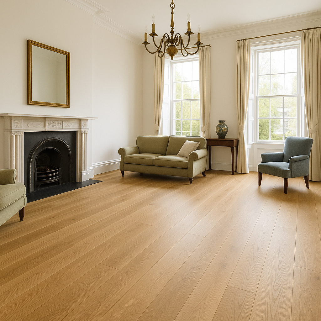 Engineered oak hardwood flooring in a Georgian Dublin home