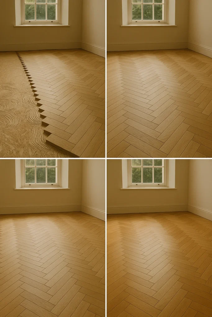 Time-lapse showing each stage of parquet floor installation in Dublin.