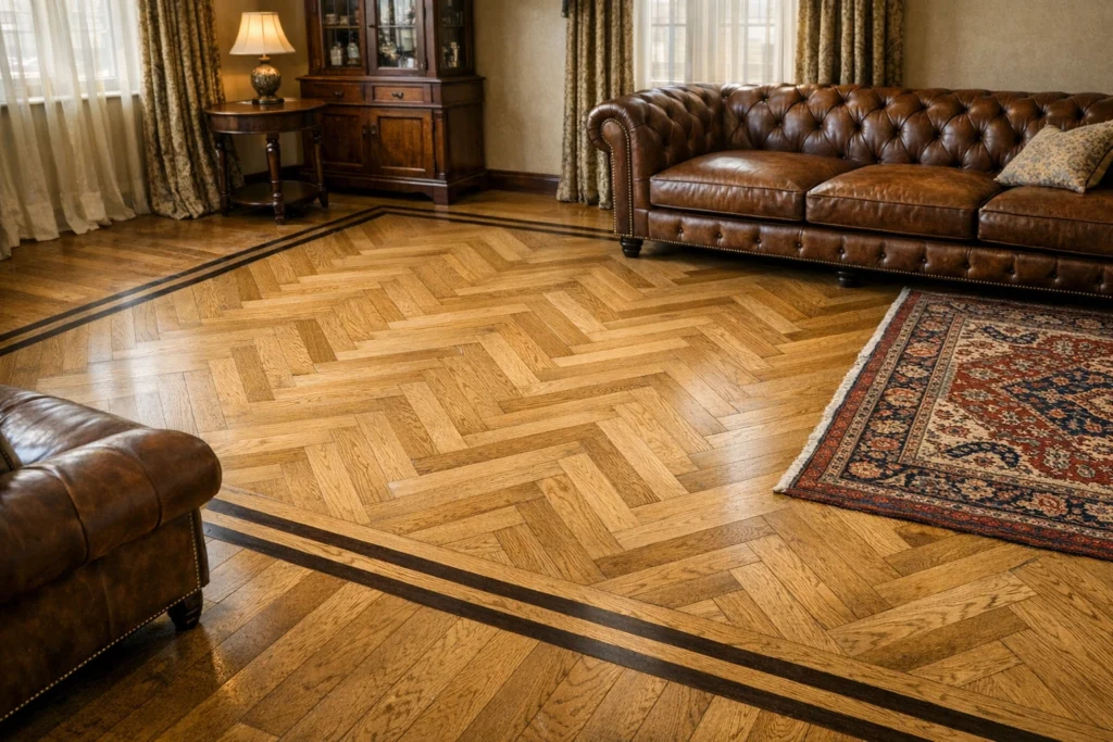 oak herringbone floor photo