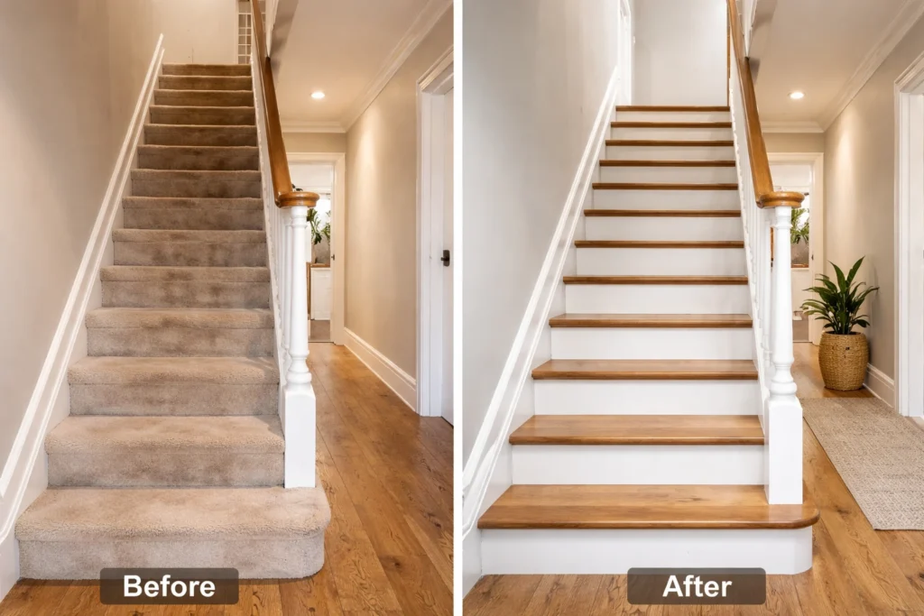 Stairs before and after