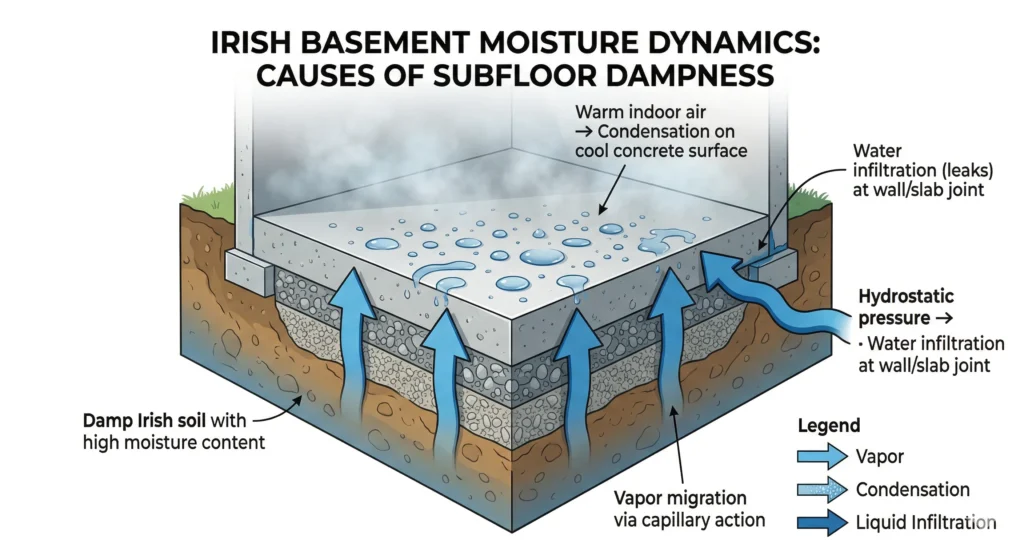 Moisture rising through concrete slabs
