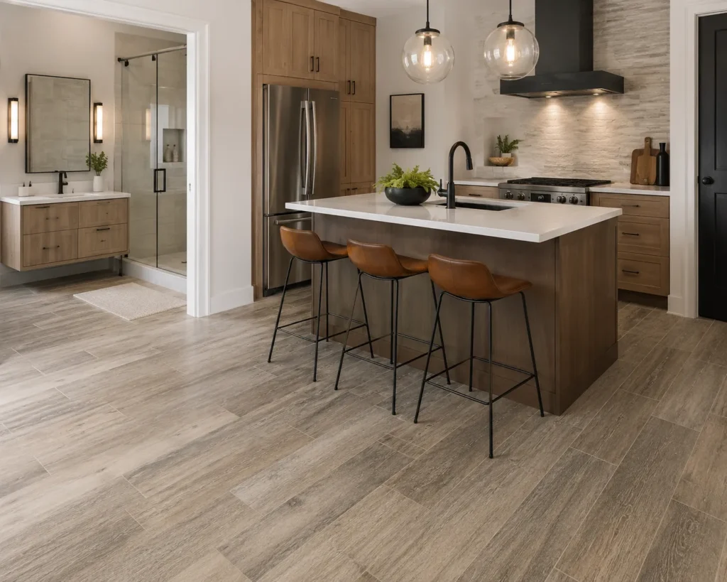 Waterproof SPC flooring in a modern Irish kitchen