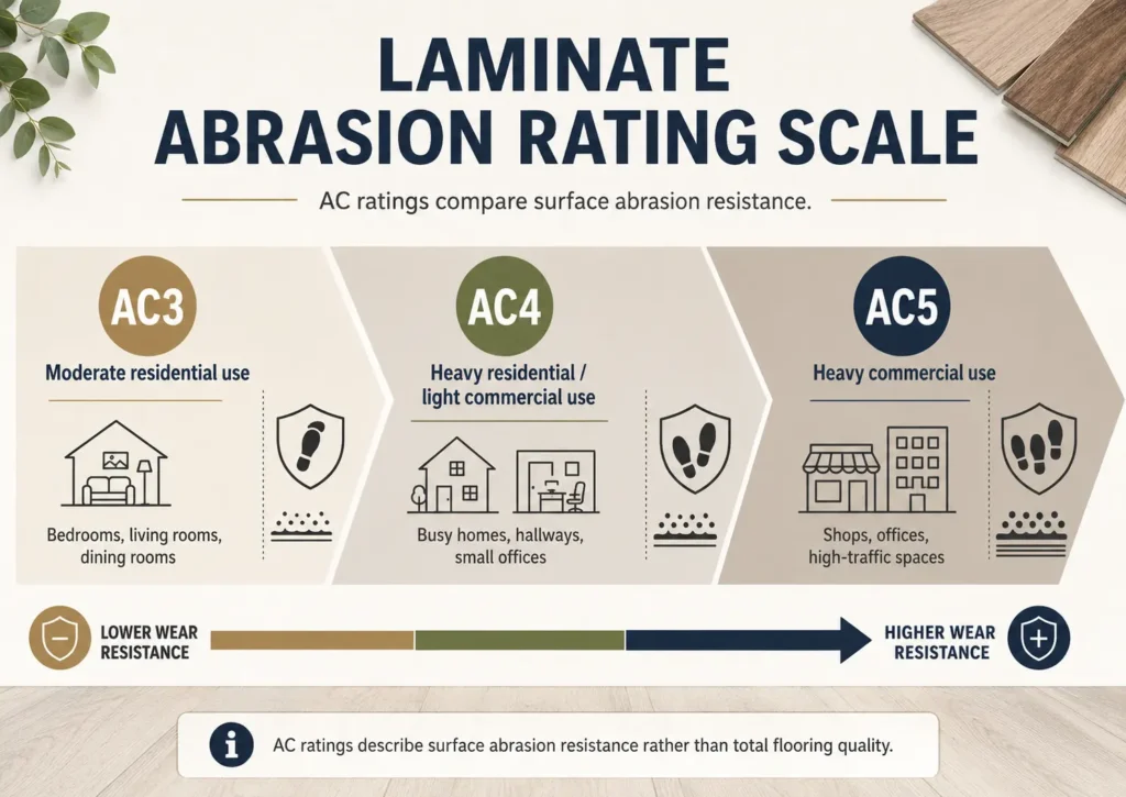Laminate abrasion scale from AC3 to AC5