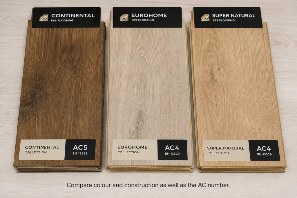 Continental AC5 and Eurohome and Super Natural AC4 laminate samples