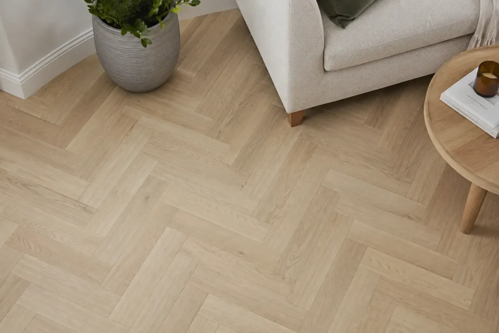 Sienna Florence Oak herringbone engineered oak flooring by FBS Flooring
