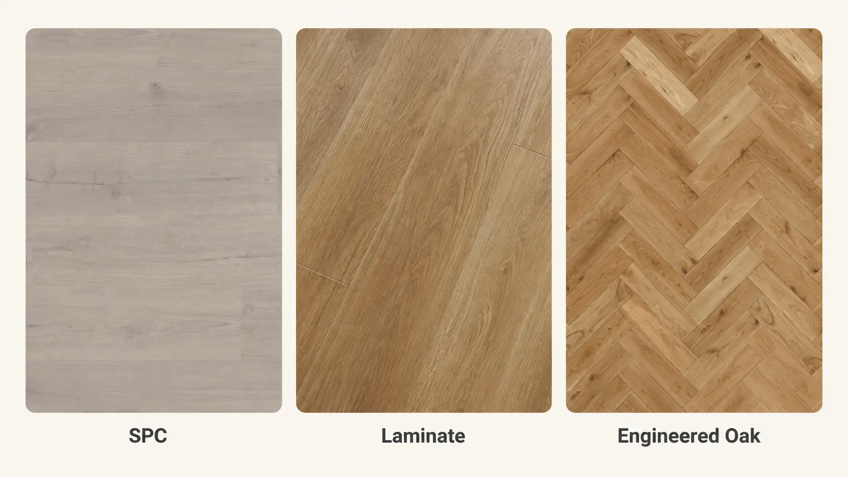 FBS SPC, laminate and engineered oak flooring options compared